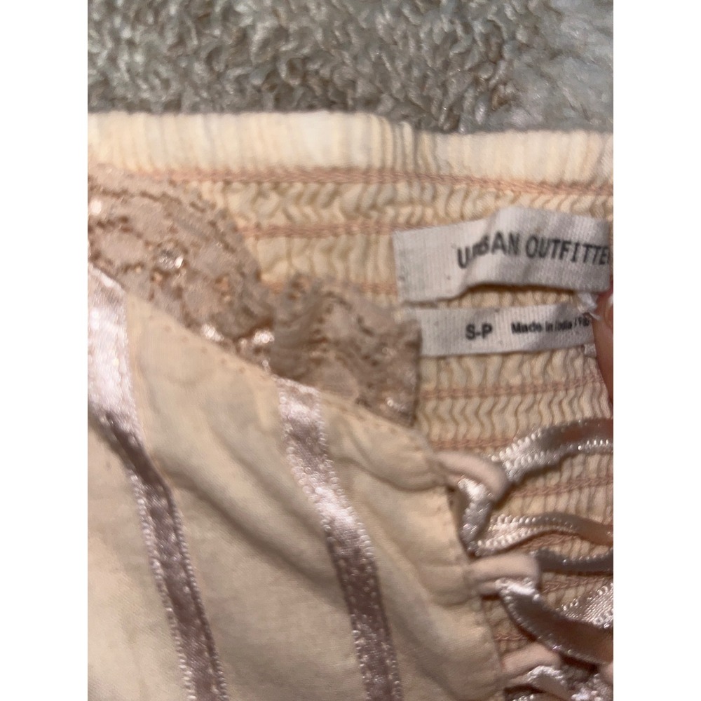 Urban Outfitters Peach Lace Up Ruffle Tiered Romper Smocked Back Small - Picture 4 of 6